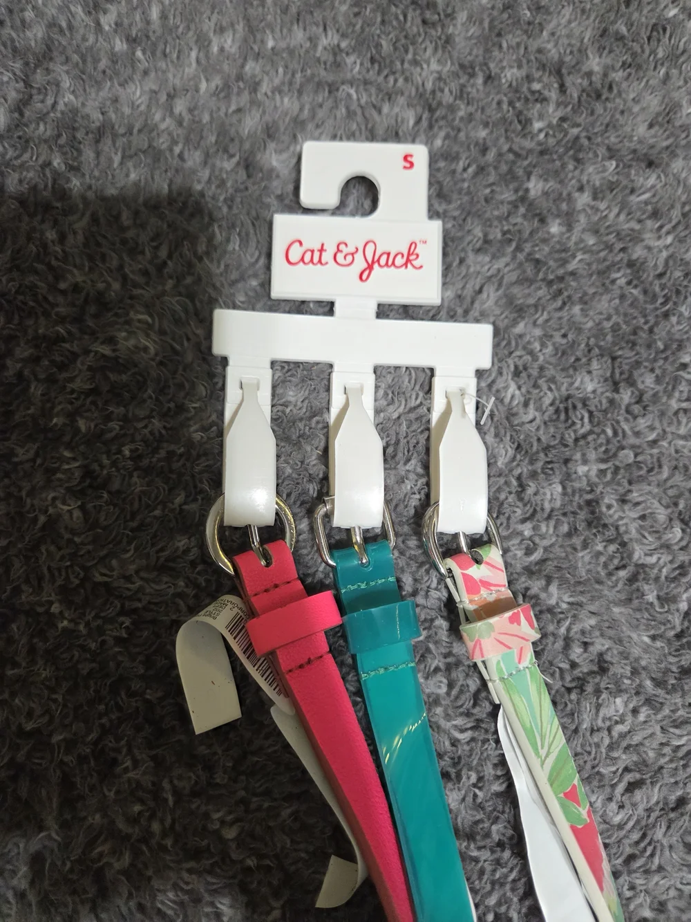Cat & Jack Girls Skinny Belt Trio - Pink, Teal & Floral